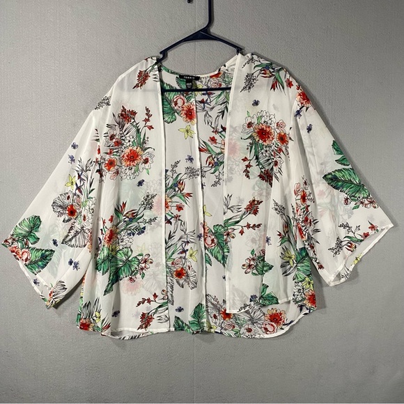Floral Chiffon Open Front Kimono